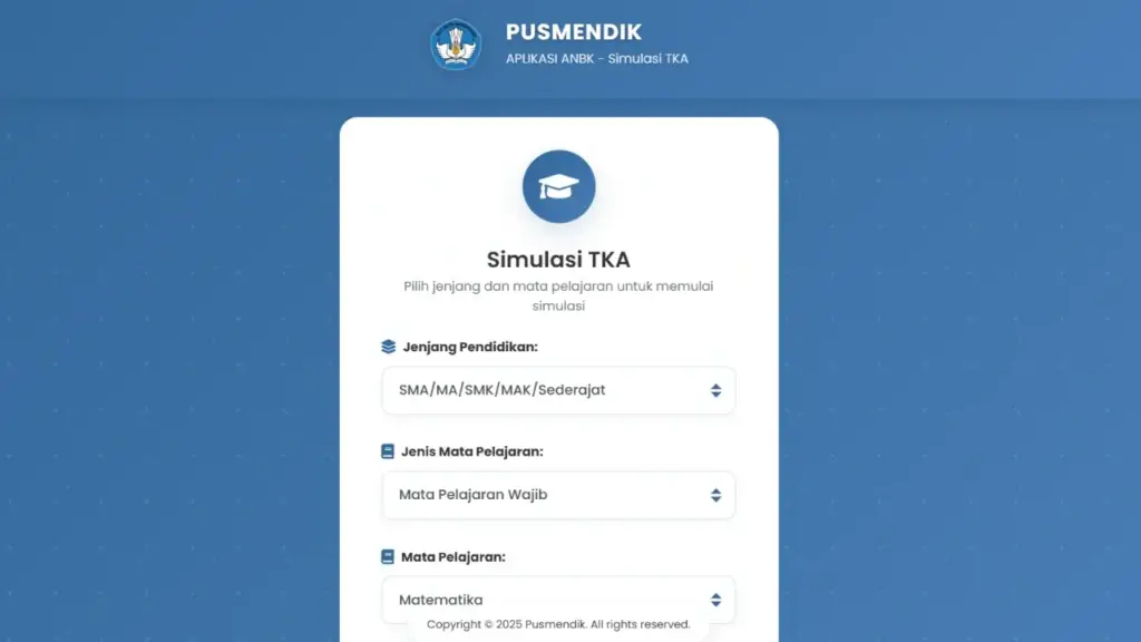 Cara Mengikuti Simulasi TKA SMA di Pusmendik