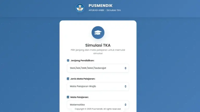 Cara Mengikuti Simulasi TKA SMA di Pusmendik
