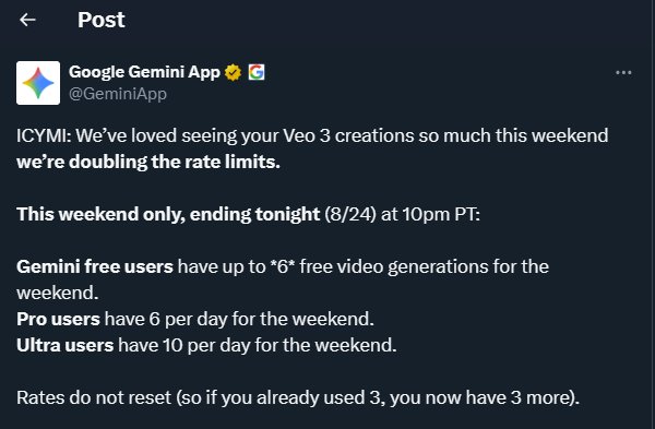 Gemini App Gandakan VEO 3