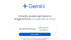 Gemini pro gratis untuk Mahasiswa Indonesia