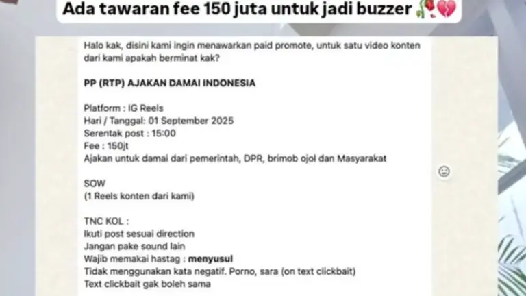 Jerome Polin ditawar 150 juta untuk jadi buzzer pemerintah