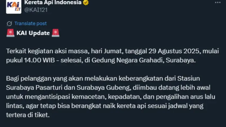 KAI Imbau Penumpang Gubeng dan Pasarturi