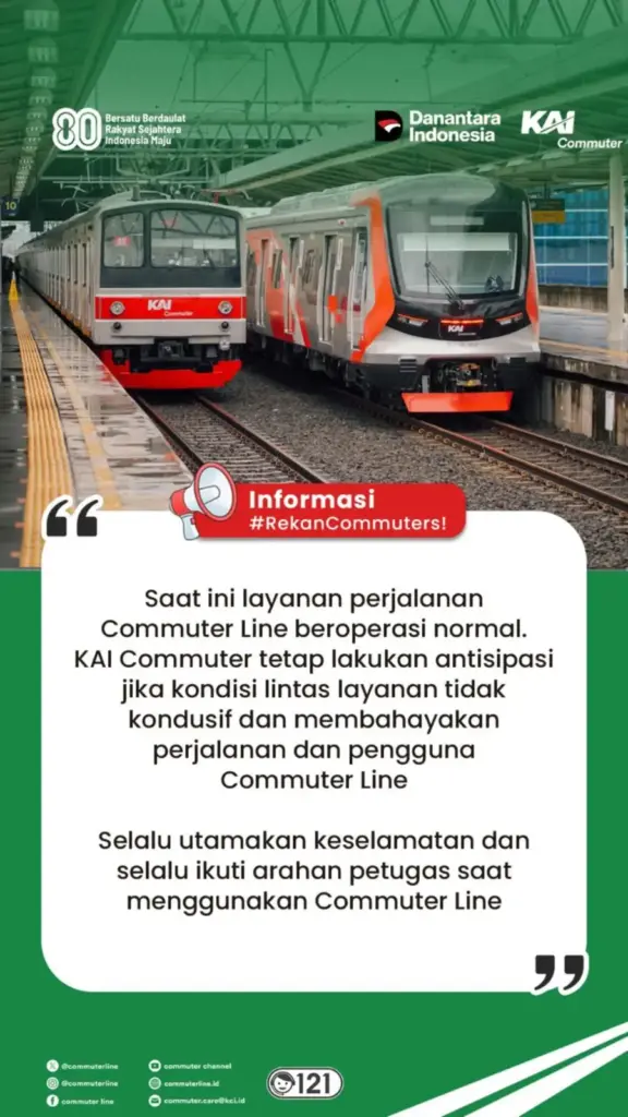 KRL Beroperasi Normal Kembali