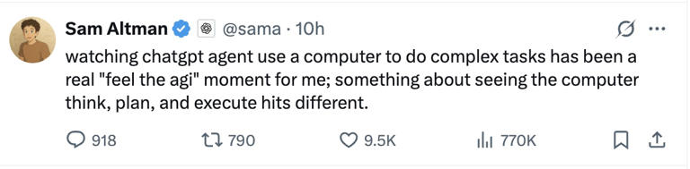 Sam Altman says you can feel the AGI now