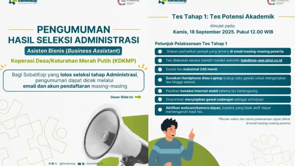 Cek Hasil Seleksi Administrasi Asisten Bisnis