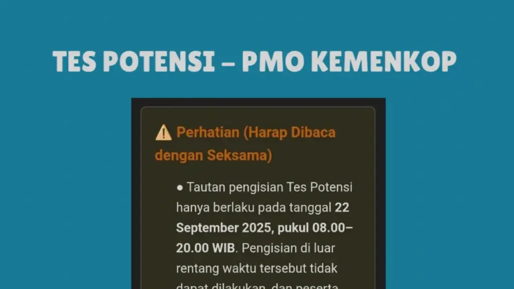 Cek Jadwal Tes Potensi PMO Kemenkop