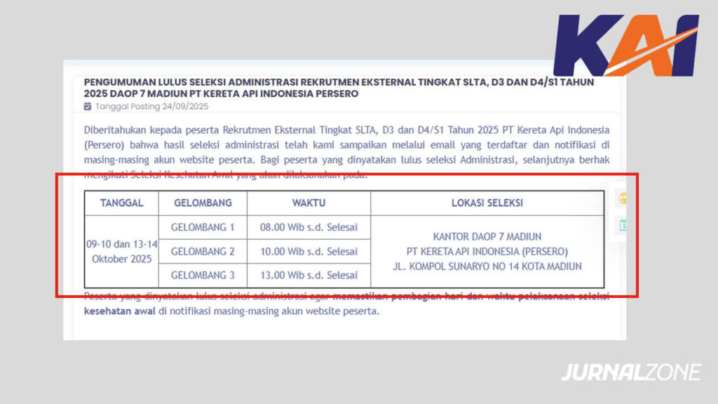 Contoh informasi jadwal tes kesehatan