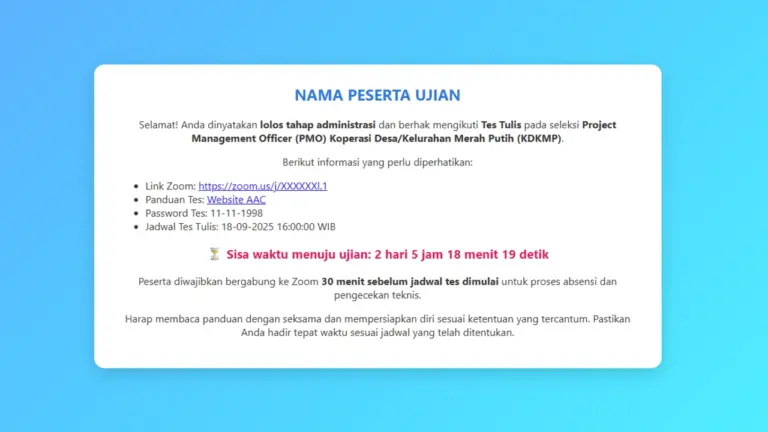 Informasi jadwal tes PMO Kemenkop