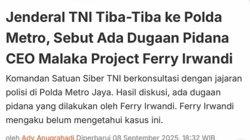 Liputan6 Menyebut Ferry Irwandi Sebut Tak Pernah Dihubungi
