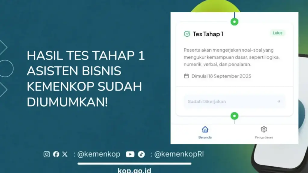 Pengumuman Hasil Tes Tahap 1 Asisten Bisnis Kemenkop