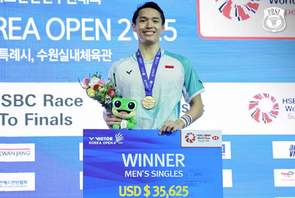 Podium tunggal putra Korea Open 2025 Jonatan