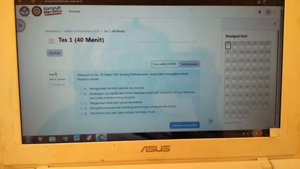Tes Kemampuan Bidang Koperasi