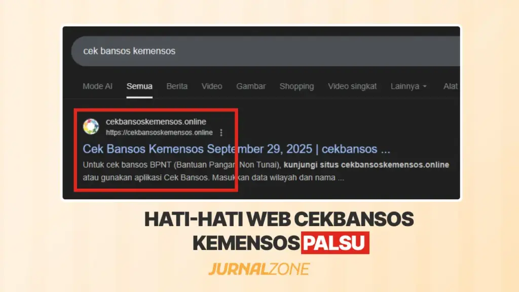 WEB PALSU CEK BANSOS KEMENSOS