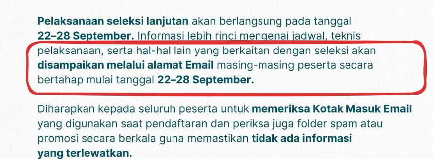 informasi tes PMO dikirim SECARA BERKALA MULAI 22–28 September 2025