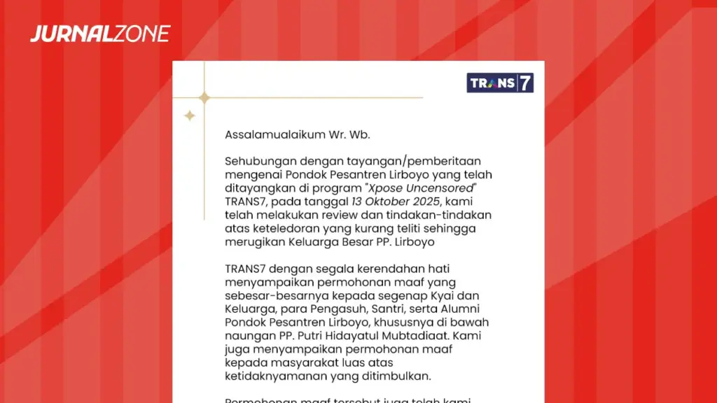 Pernyataan Minta Maaf Trans7