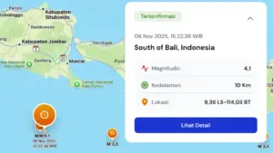 Gempa M 4,1 Guncang Jembrana Bali