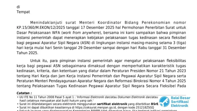 Surat Edaran WFA ASN