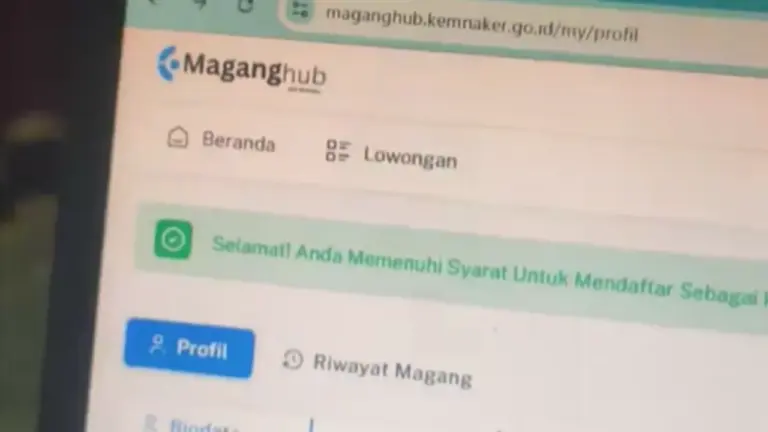 cek status lamaran magang hub