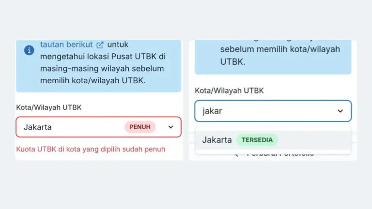 Lokasi Kota wilayah tes UTBK