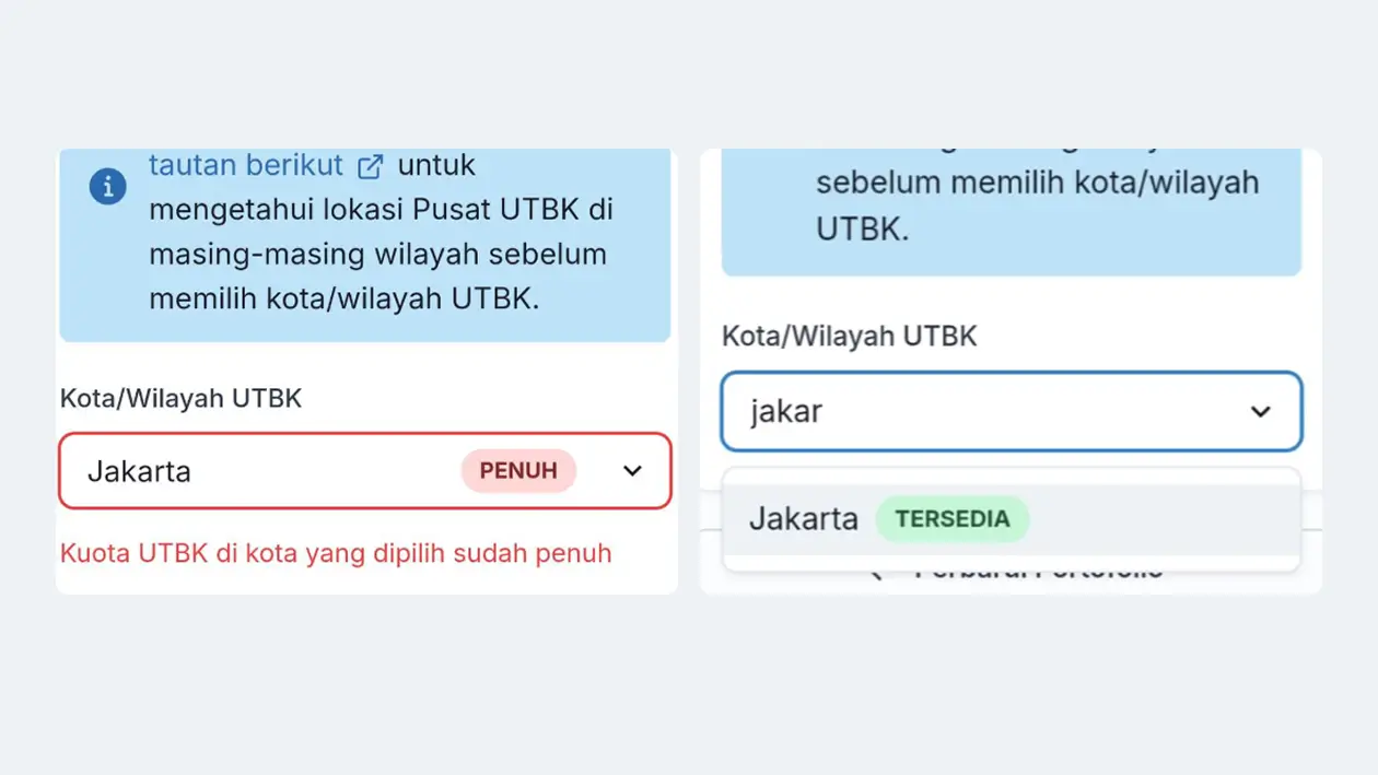 Lokasi Kota wilayah tes UTBK